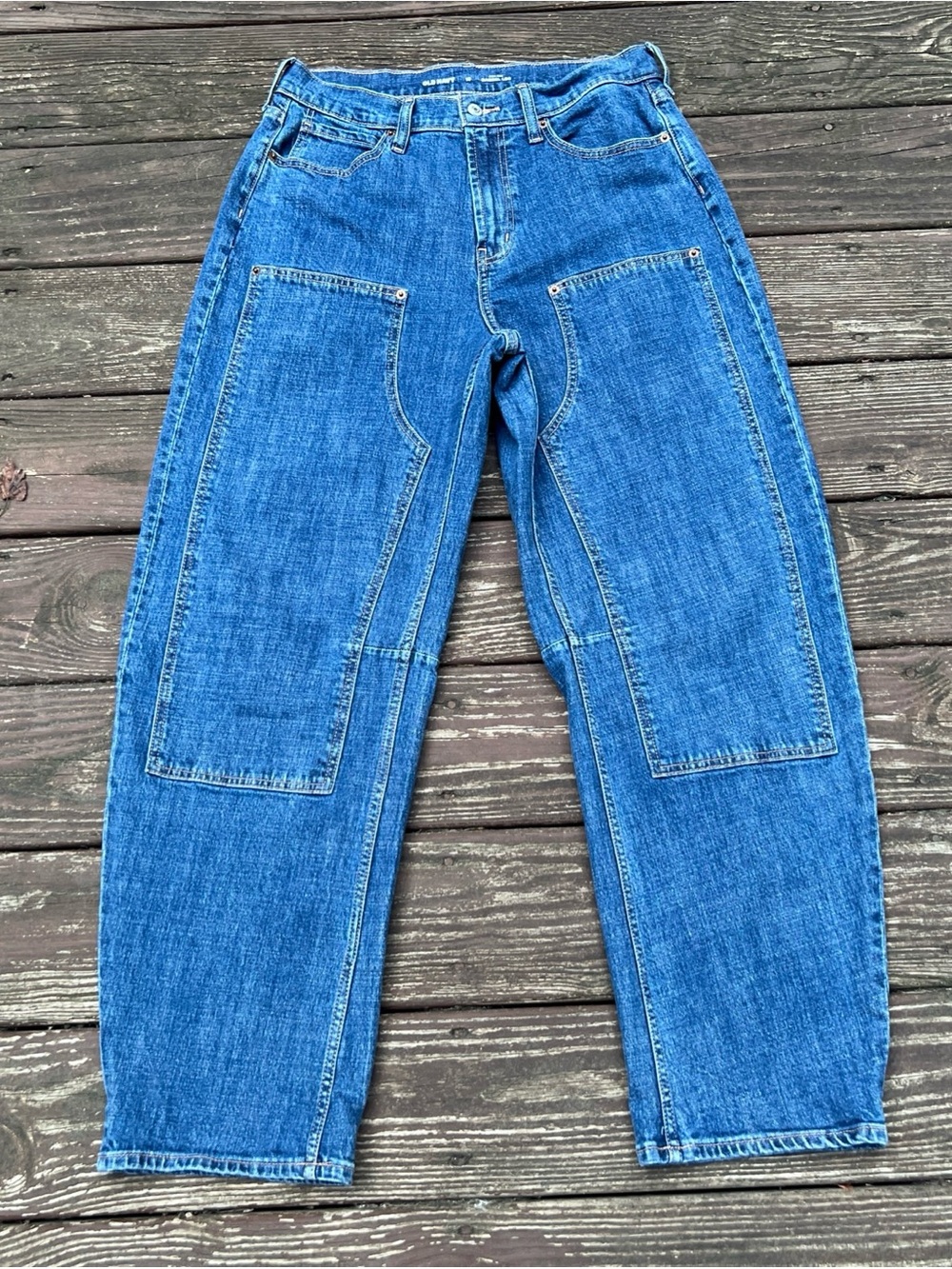 Old Navy Women’s Blue High-Rise Barrel Leg Utility Jeans,Streetwear Casual|Sz:10